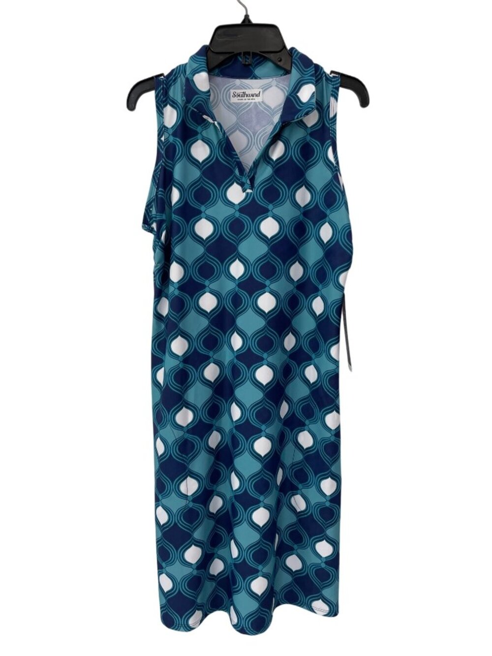 Southwind Riviera Avalon UPF 50+ Sleeveless Shift Dress Womens S Geo Golf NEW